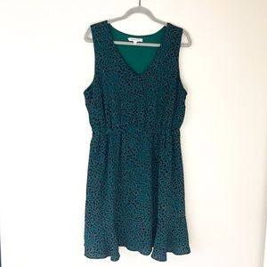The Vanity Room Green Leopard Print Dress NWOT